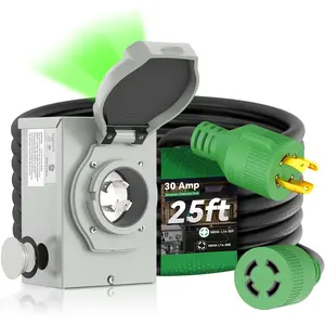 30 Amp Generator Cord 25FT and Power Inlet Box, Pre-Drilled 30 Amp Generator Inlet Box with Cord, NEMA L14-30P to L14-30R Generator Cord  Combo Kit, ETL Listed