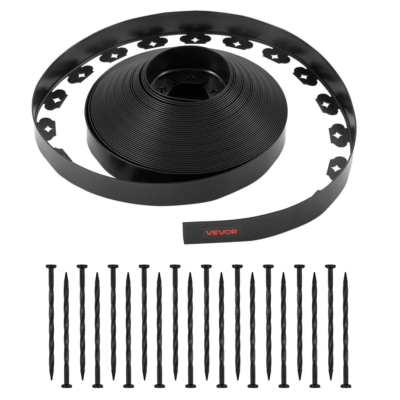 【SummerFinds】VEVOR Landscape Edging, 100 ft x 1.5 in Plastic Garden Border Edging with 120 Spikes, No Dig, Flexible Lawn Edgings Roll, UV-Resistant Mini Fence Borders Pathway Edgings for Flower Beds Yard Paver