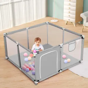 Baby Playpen with Gate, Indoor&Outdoor Playard Kids Activity Center, Baby Playpen with Anti-Slip Mat, Sturdy&Safety Baby Fence,for Infants & Toddlers - Sturdy Toddler Fencae Creates a Secure Play and Sleep Area, Ideal Kids Activity Center