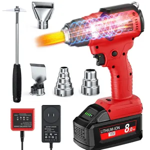 Cordless Heat Gun for Milwaukee 18V Battery, 350W 1022°F (550°C) Soldering Heat Gun, Variable Temperature Control Hot Air Gun Kit with 4 Nozzles and Scraper, for Shrink Tubing, PVC Wrap(NO Battery)
