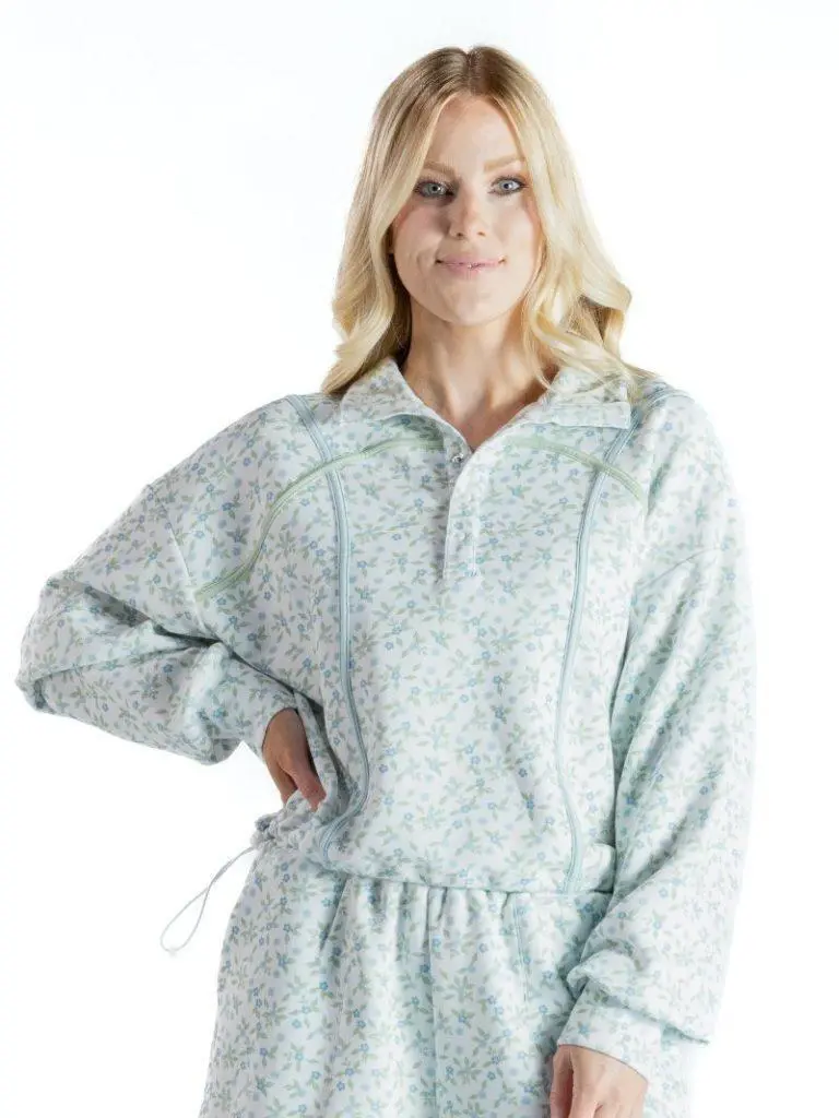 Floral Cinch Pullover - Blue Floral - by Simply Southern