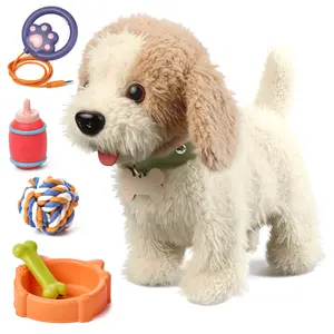 TUMAMA Realistic Interactive Puppy - Walking, Barking Dog Toy with Leash & 6 Songs!  Touch & Voice Activated Smart Pet with DIY Feeding Set, Soft Huggable Plush for Imaginative Play & Emotional Development