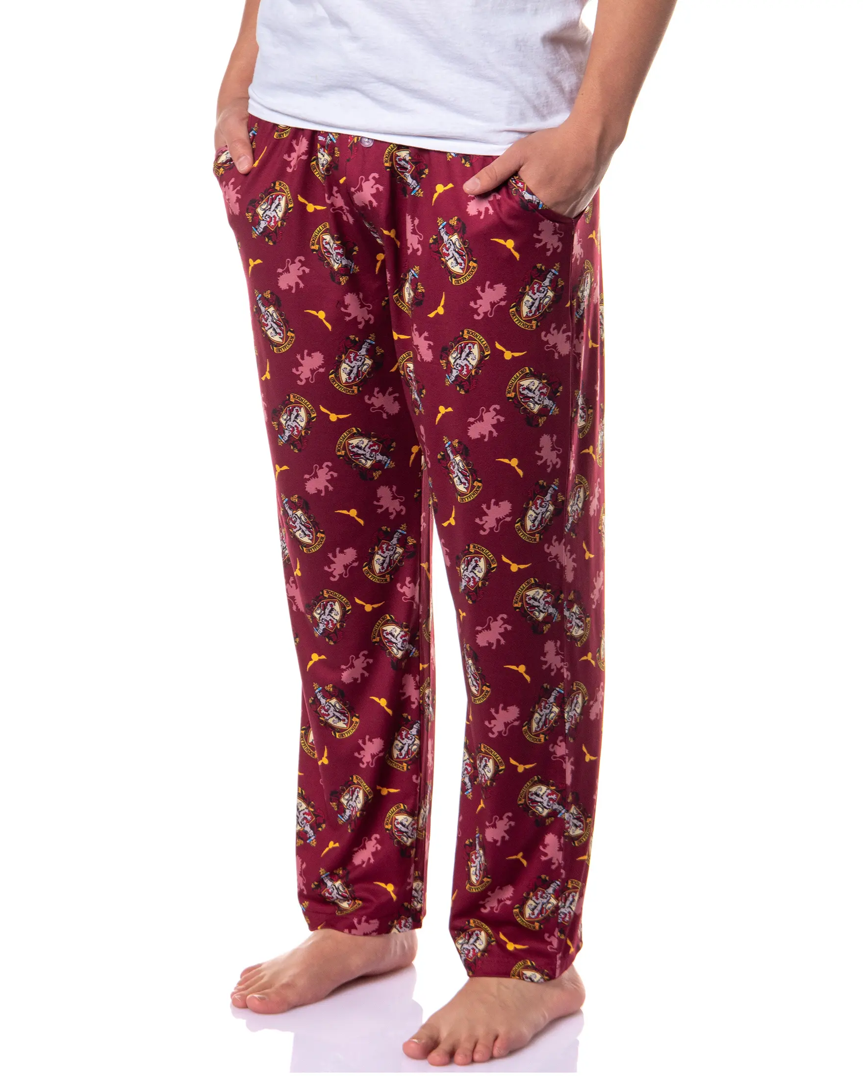 Harry Potter Hogwarts House Crest PJs Men's All Over Print Pajama Pants - Gryffindor Slytherin Hufflepuff Ravenclaw