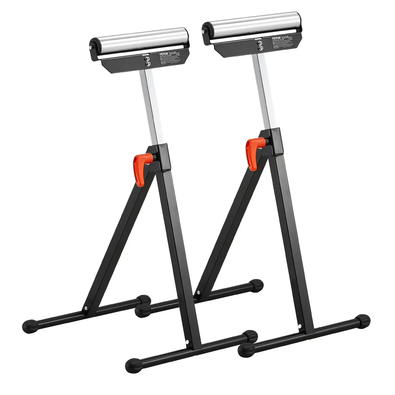 VEVOR 2-Pack Heavy Duty Roller Stands, 135 lb Load Capacity, 26.8-42.5 in Adjustable Height, 11.5 in Polished Steel Roller Head, Folds Flat for Easy Storage, 2-Pack for Workflow, Table Saw Outfeed/Workshops Use, Father's Day Gift