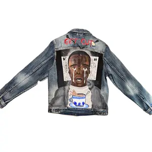 THE SUNKEN PLACE CUSTOM PAINTED DENIM JACKET Inspired by Get Out Hand-Painted with Acrylic Artwear for Street Style