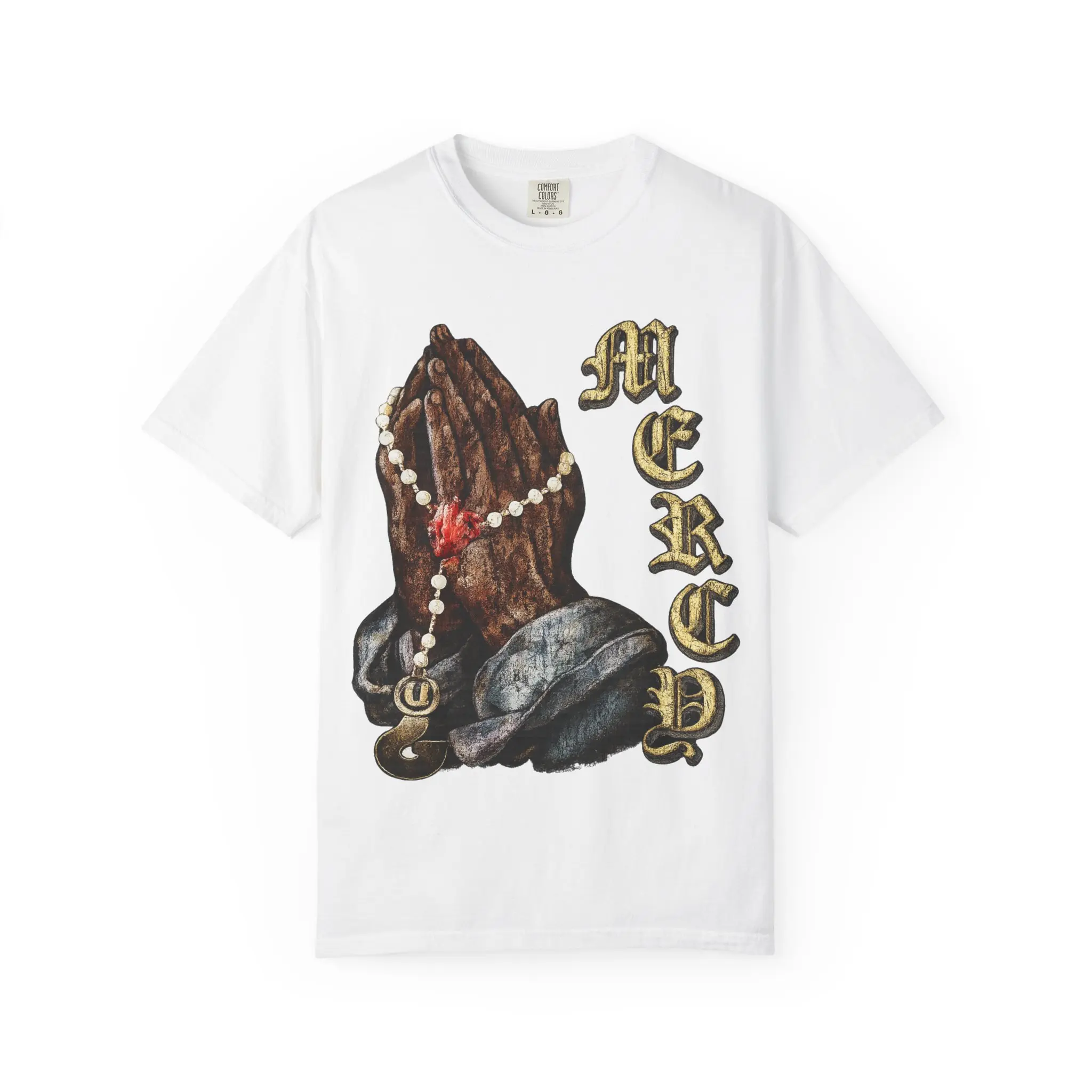 Praying Hands Rosary Mercy T-shirt | Religious Faith Prayer Tee