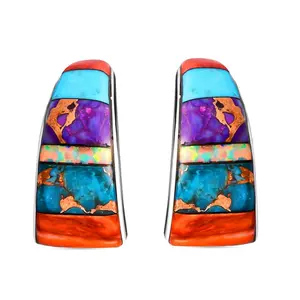 Turquoise Earrings for Women in 925 Sterling Silver Beach Boho Western Hoop Earrings Turquoise Jewelry Wedding Anniversary Birthday Gifts for Womens