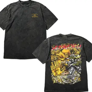 Sengoku Fleet Admiral Anime T-Shirt - Vintage Washed Heavyweight Cotton Tee, Daibutsu Golden Buddha Graphic Streetwear, One P Oversized Shirt