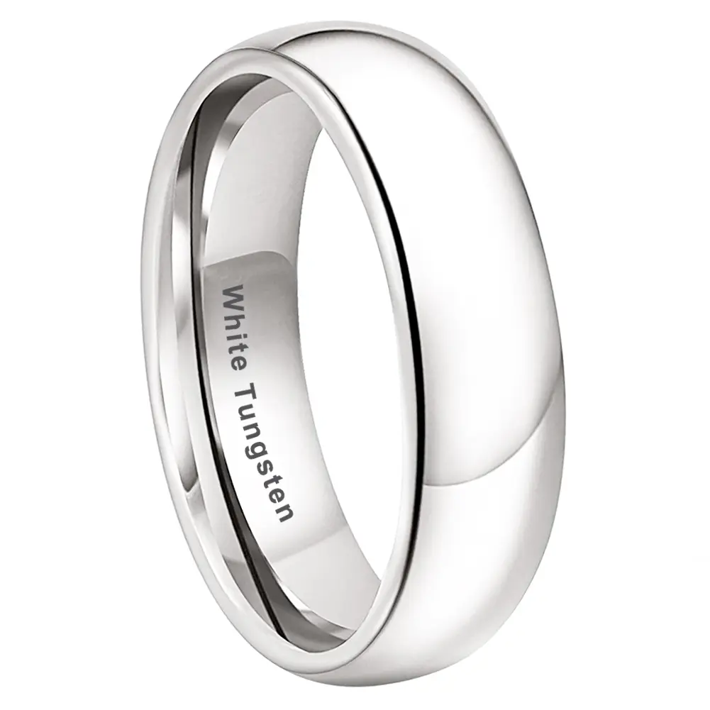 Yonifu 4mm 6mm 8mm White Tungsten Rings for Men Women – Wedding Band Engagement Ring Comfort Fit, Polished Shiny, Unisex Jewelry