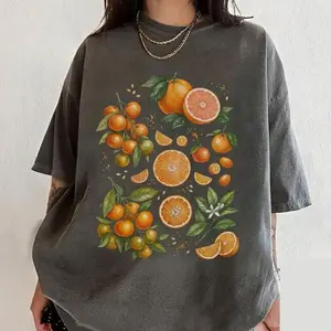 [ SALE UP TO 43% ] Vintage Orange Botanical 90s Shirt, Comfort Colors Summer Fruit Tee, Tropical Y2k Unisex Top