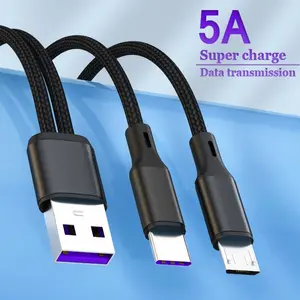 1.2m 2 in 1 Type-C & Micro USB Fast Charging Data Cable Y-Splitter Adapter Compatible Samsung Huawei Xiaomi Ideal for Gatherings