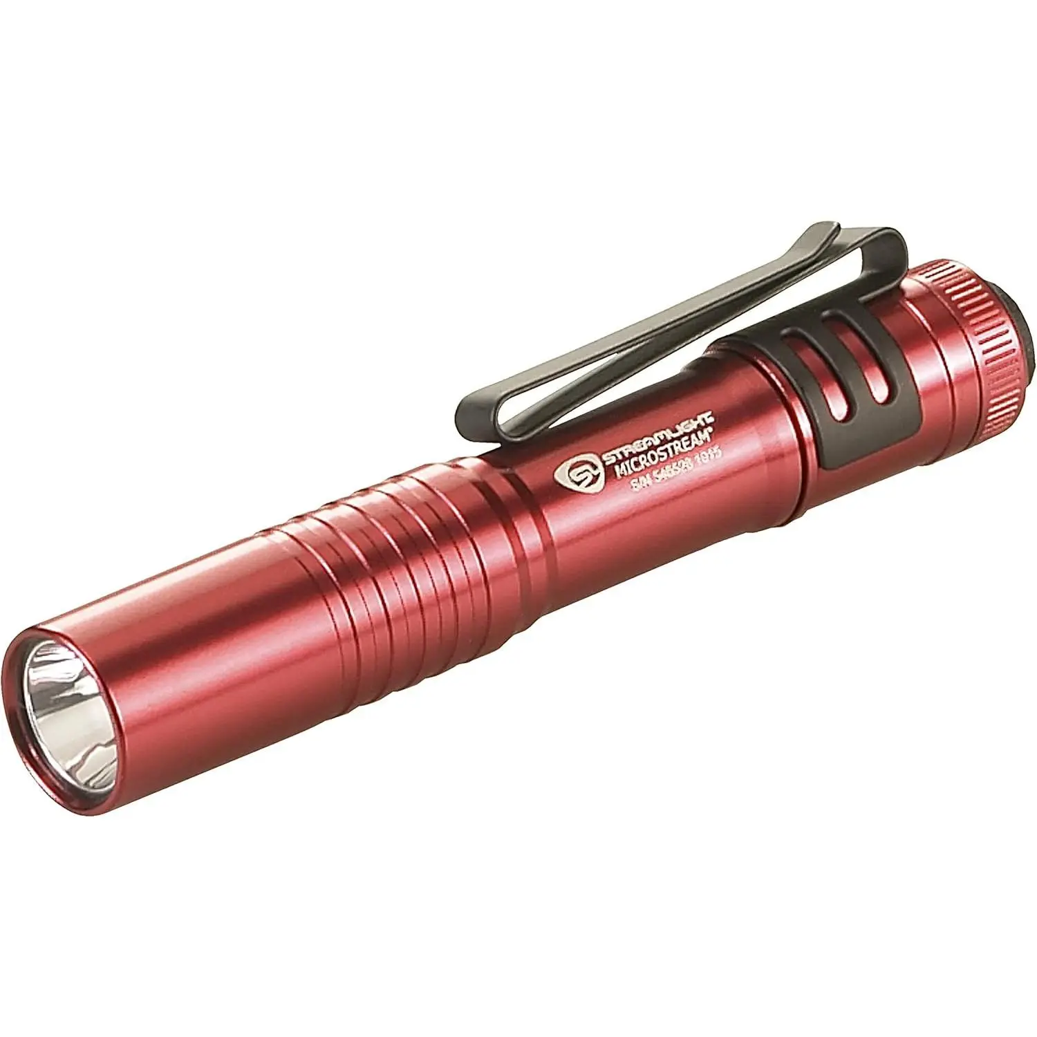 Streamlight 66323 MicroStream Ultra-Compact EDC LED Flashlight - 45 Lumens, 420-Candela, 1.10 oz, Polycarbonate-Aluminum Build, Push Button Operation, Lanyard Compatible, Water Resistant, Outdoor Use, AAA Alkaline Battery Included, Red, Retail Packaging