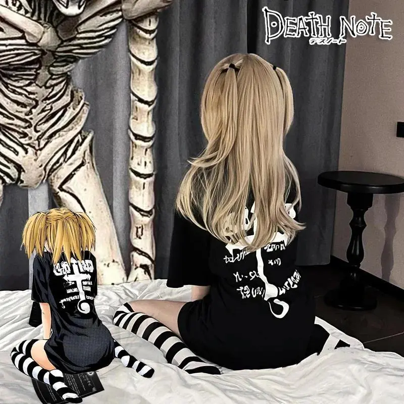 Anime DEATH NOTE MisaMisa Cosplay Costume Adult Women T-shirt Knee Over Striped Socks Casual Top Halloween Outfits