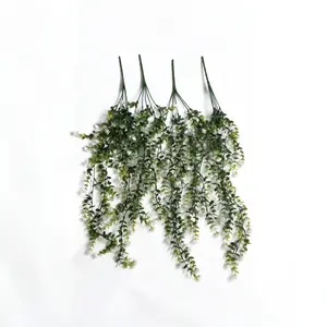 Artificial hanging Eucalyptus ivy vine realistic plastic green plant, lush leaves, maintenance-free indoor/outdoor decoration, suitable for home, wedding, porch, garden, Thanksgiving, Halloween, Christmas, Father's Day and Oktoberfest in Munich (white)