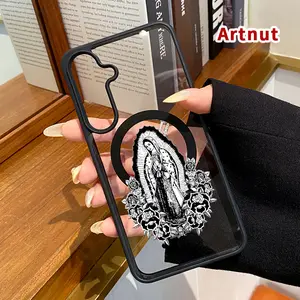 Phone Case Compatible with Samsung Galaxy S26 S23 Ultra S24 Plus S25 Edge S22+ FE Magnetic Guadalupe in Thorns Acrylic Back Matte TPU Edges Bumper Sockproof Cover for Boy