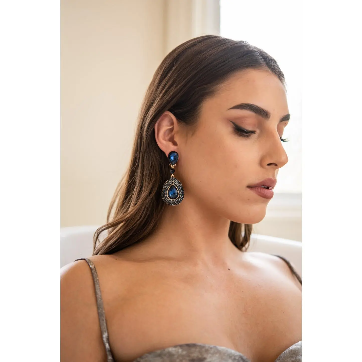 SP Sophia Collection Adalira Rhinestone Clip-On Earrings, Trendy Statement Earrings Jewelry, Fashionable Clip On Jewelry Accessories
