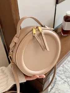 Women's Elegant Minimalist Handbag, Trendy Plain Color Circle Bag, Chic All-match Handbag for Daily & Work Use, Casual Trendy Handbag, Stylish Handbag, Casual Trendy Purses