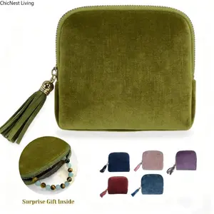 2026 New Travel Jewelry Case, Portable Tassel Zipper Organizer, Multi-Pocket Storage for Rings Earrings Bracelets, Elegant Jewelry Roll Pouch, Mini Lightweight for Travel Vacation Business Trip, Perfect Valentine's Gift for Women