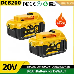 2Pack DCB200 20V 8Ah Lithium-Ion Battery Replacement for Dewalt - Compact XR Design, High-Capacity Power, Compatible with DCB205 DCB200 DCB203 DCB206 DCB208 20-Volt Cordless Power Tools, Long-Lasting , Reliable and Durable Construction dewatlt powertools