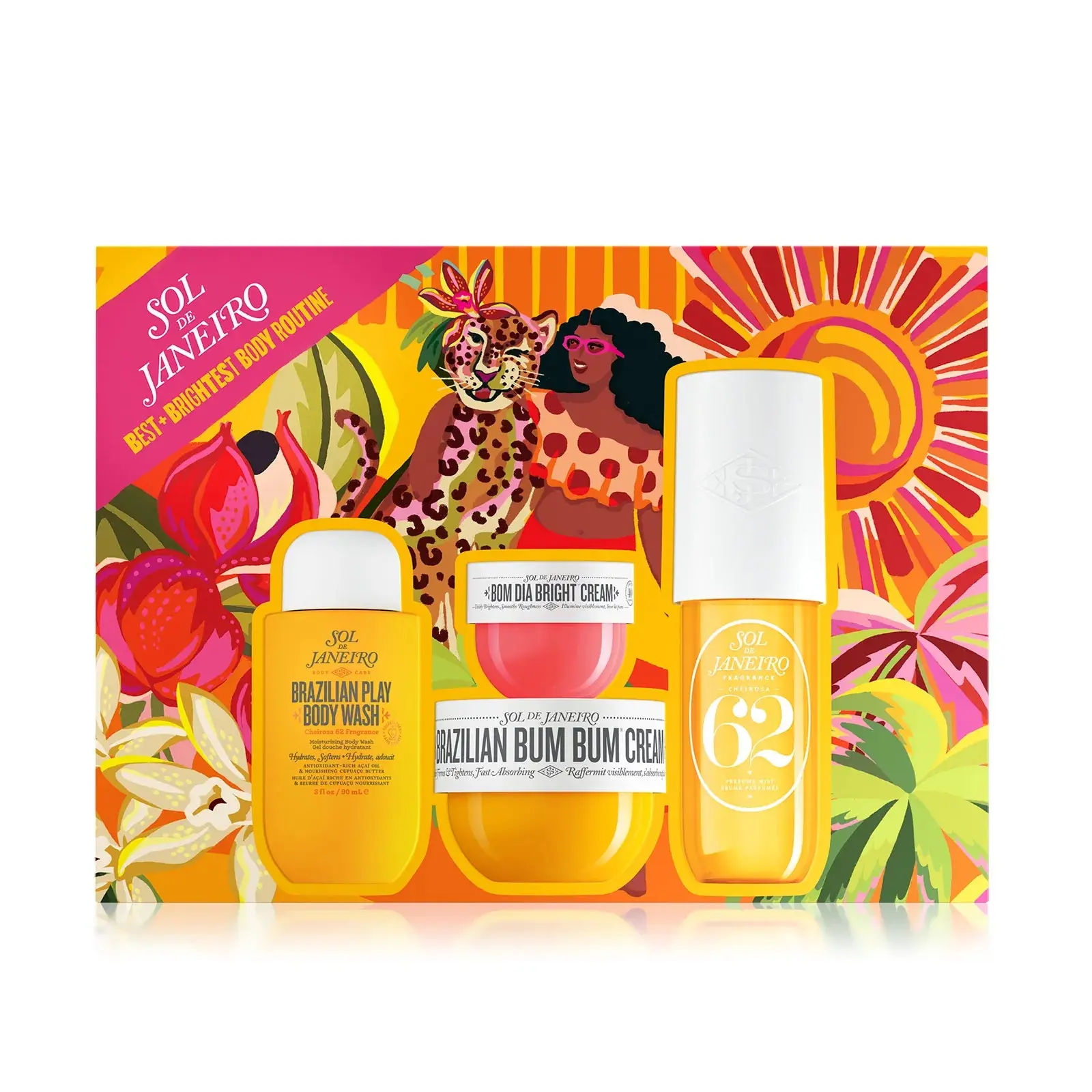 Sol de Janeiro Best + Brightest Body Routine, Beauty Products Body Care Cream Set with Brightening Natural Oils