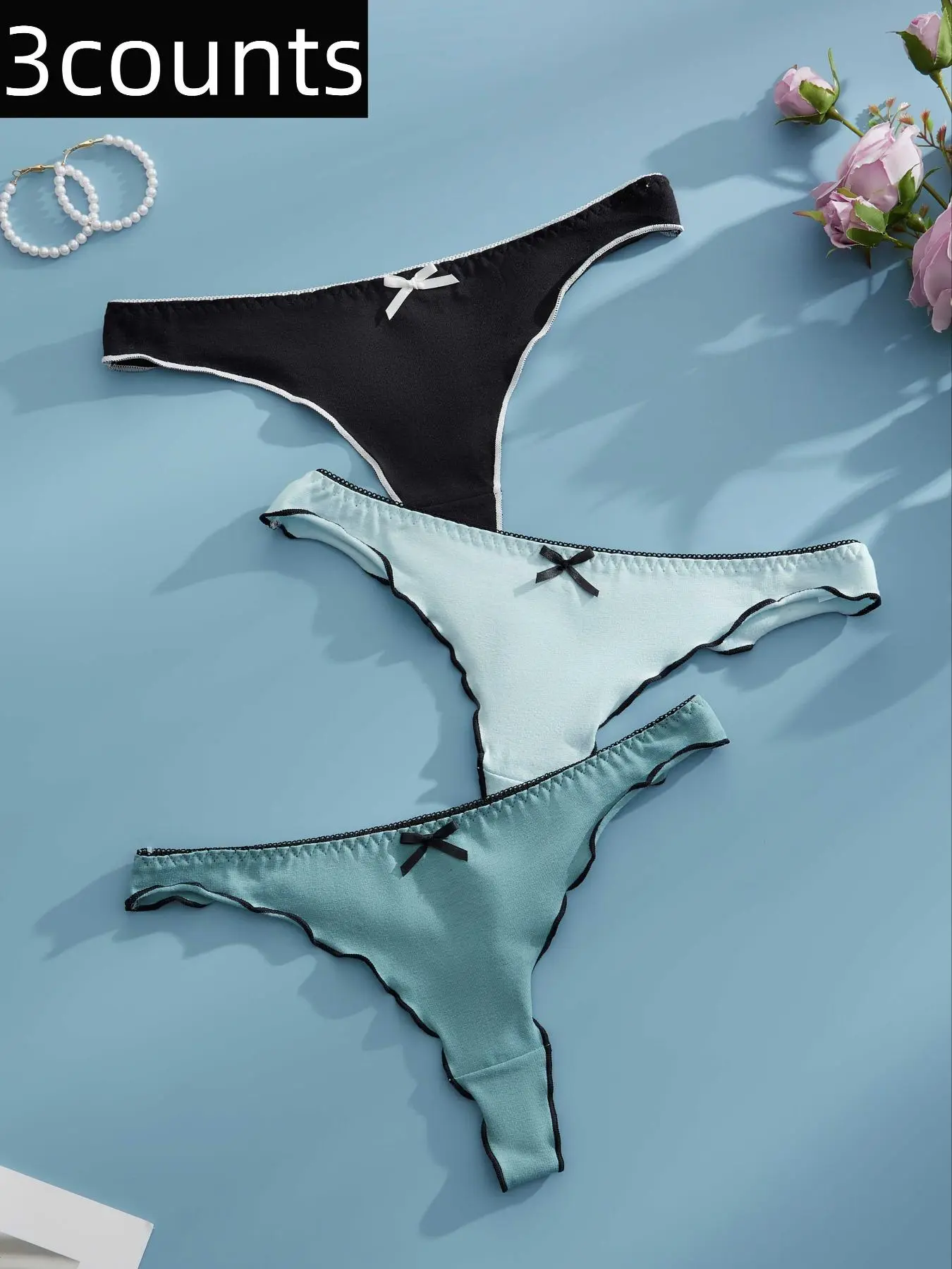 Women's Solid Color Basic Thong, Casual Comfy Breathable Panty for Daily Wear, Women's Underwear for All Seasons