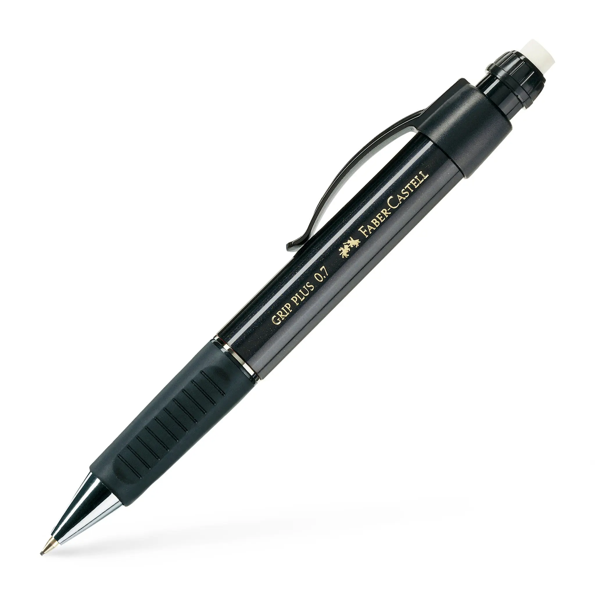 Grip Plus Ergonomic Mechanical Pencil - 0.7mm Black Office Writing Stationery, Rubber Grip, Non-Slip, Pocket-Proof, Push Button Mechanism, Fatigue-Free Writing, Unisex, with Erasers - #FC130733