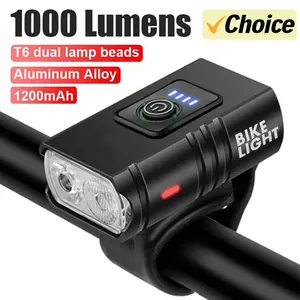 2pcs Dual LED Bicycle Headlights, Aluminum Alloy Body, 1200mah Battery, USB Fast Charging, Ipx6 Waterproof, Night Riding Safety