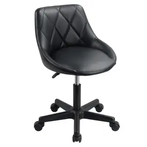 KKTONER Pu Leather Mid-Back Office Chair, 360-Degree Swivel, Height-Adjustable Ergonomic Computer Chair with Wheels for Home & Office Use (Black), Pu Leather Chairs
