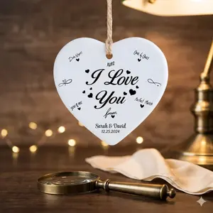 Custom Porcelain Heart Ornament – Personalized Keepsake Gift for Anniversary