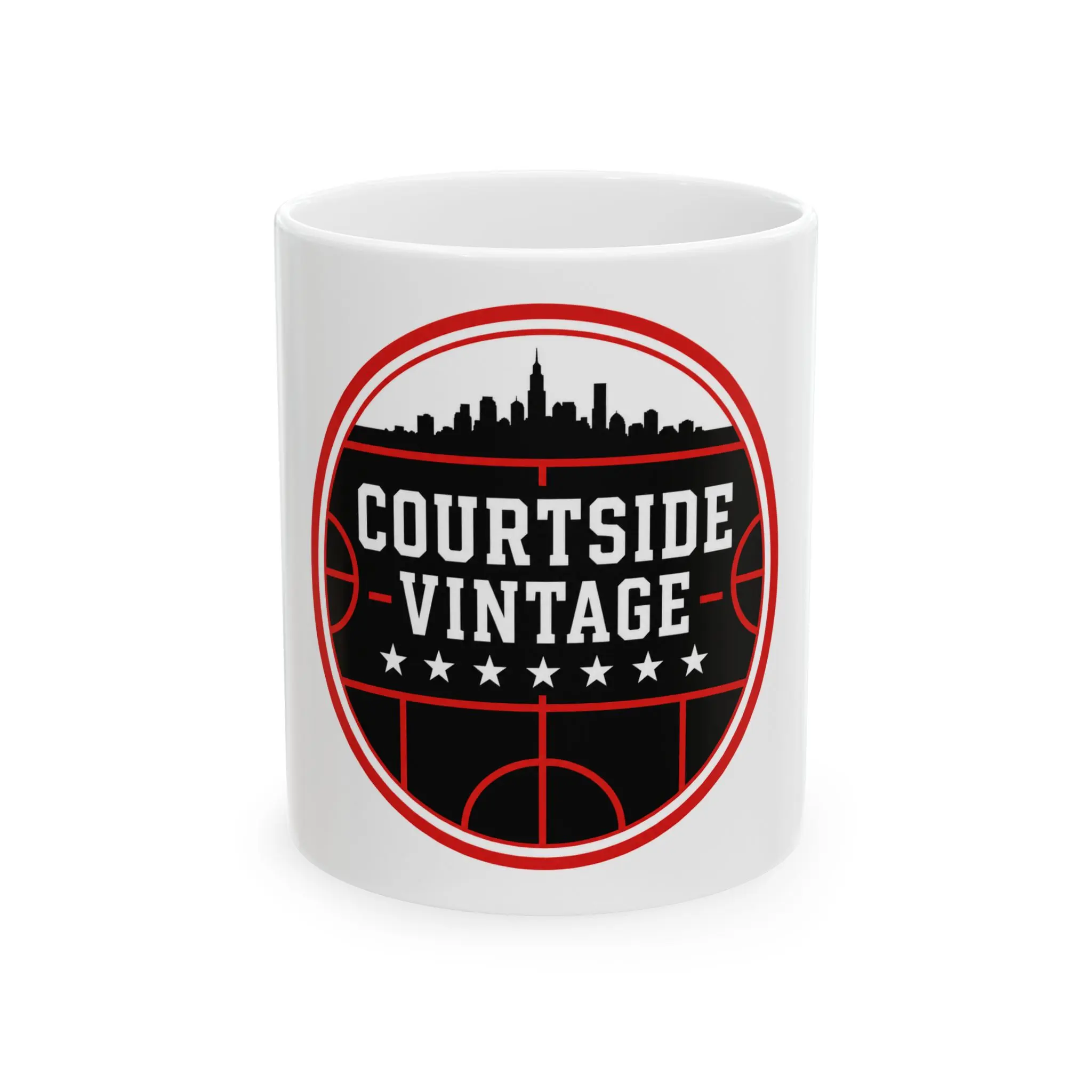 Courtside Vintage Basketball Logo Mug | Ceramic Coffee Cup