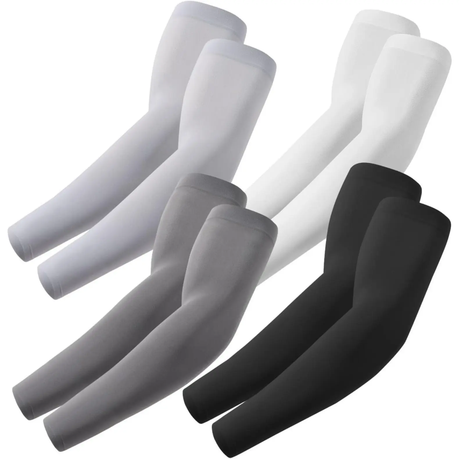4 Pairs Cooling Compression Arm Sleeves, Unisex Lightweight Nylon Spandex with UPF 50+ Sun Protection for Driving & Outdoor Sports, Lightweight Compression Sleeve, Sheer