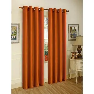 J&V TEXTILES 2 Panels Solid Grommet Faux Silk Window Curtain Drapes Treatment 58" Wide and 84" Length (Brick)
