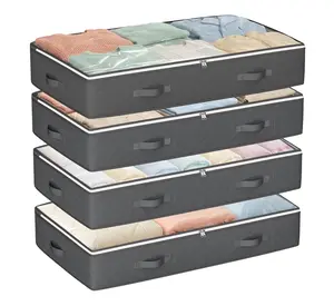 Underbed Clothing Storage Bags - 90L Large Capacity Fabric Organizers with Reinforced Handles - for Blankets, Comforters, Bedding & Seasonal Clothes - Space Saving Solution for Closets & Bedroom - 2/4/6 Pack