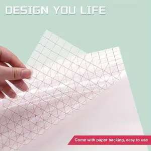 Grid line transfer tape | Transparent, with paper backing - no residue | Removable sticker tape transfer paper | Large format label making tape, DIY craftsman, label maker