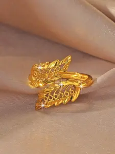 1 ring, Unique Rings, leaf symbol jewelry, digital design style, adjustable copper plated gold 24k jewelry, suitable for delicate luxury gifts for boyfriends, women's daily accessory gifts, Valentine's Day gifts, Fashion Cuff Ring