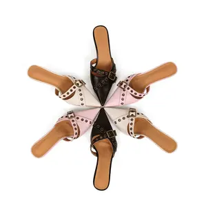 CYNLLIO Womens Pump Heels Closed Pointed Toe Kitten Heeled Rivert Buckle Strap Slip On Comfy Work Party Wedding Casual Party Summer Sandals Shoes Best Christmas Gifts