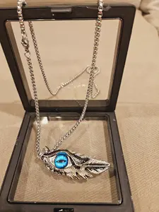 Azure Gaze Feather Pendant necklace