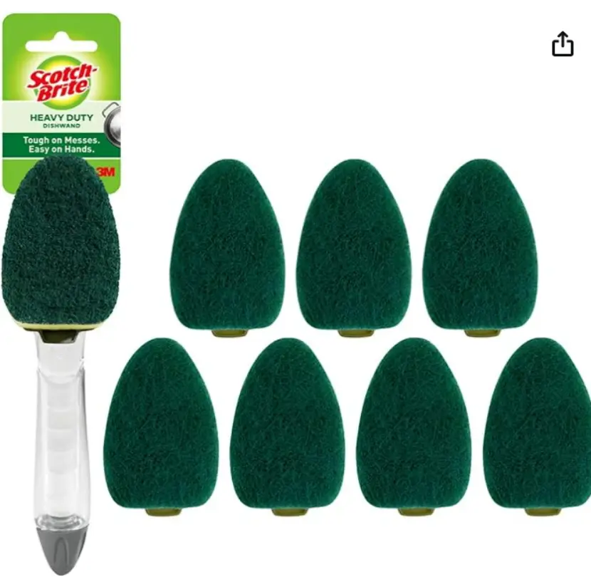 Scotch-Brite Non-Scratch Dishwand, Scrubber for Cleaning Kitchen, Bathroom, and Household, Non-Scratch Dish Scrubber Safe for Non-Stick Cookware, 1 Dishwand