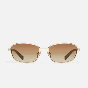 QUAY - TEXT ME Sunglasses - 90s Inspired Narrow Rectangular Wrap Frame with Adjustable Silicone Nose Pads & Standard Arms