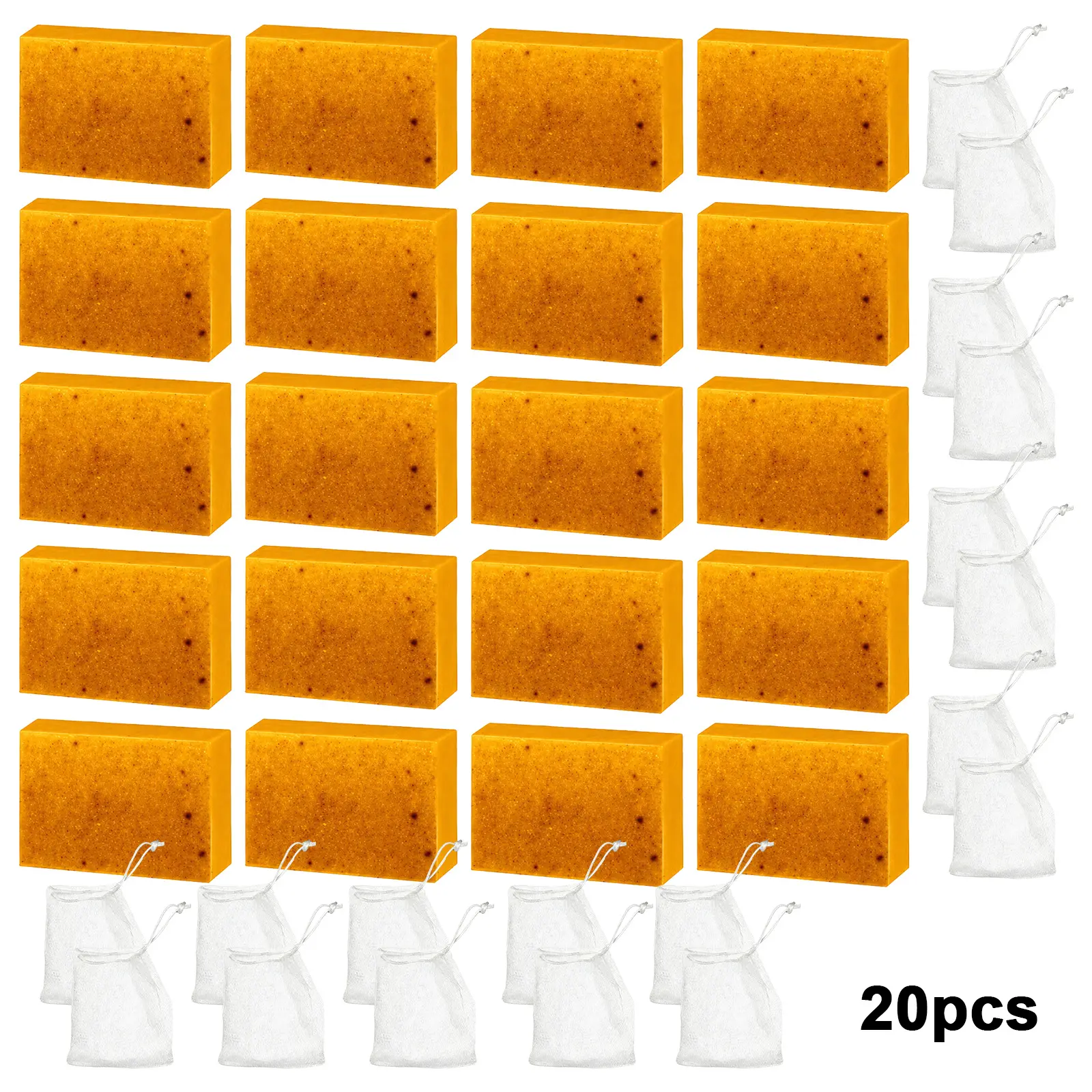 20PCS Honey Lemon Turmeric Soap 100G Set,  Body Cleansing Daily Moisturizing Natural Blend Skin Repair Hydrating &Turmeric Set Series.