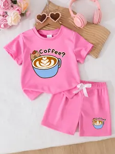 Capybara Girls' Summer 2-Piece Set - Short Sleeve Tee & Shorts Outfit | Soft & Comfortable Everyday Playwear for School, Parties & Outdoor Activities | Multi-Color Options, Ideal Holiday & Birthday Gift