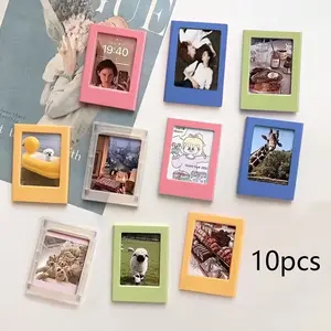 10 Pack Magnetic Photo Frames for Instax Film, Retro Vertical 3-Inch Fridge Magnets, Painted Edges, High Quality Frame, Instant Pictures Display, Office Decor Gifts, Home Decor Accessory