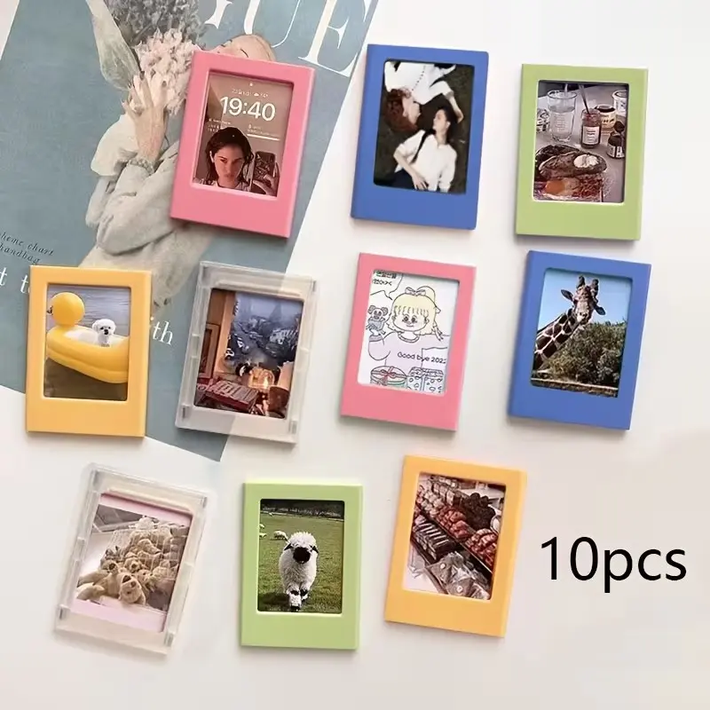 10 Pack Magnetic Photo Frames for Instax Film, Retro Vertical 3-Inch Fridge Magnets, Painted Edges, High Quality Frame, Instant Pictures Display, Office Decor Gifts, Home Decor Accessory