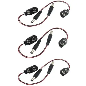 6-Pack 9v Battery Connector Line Set, Long Press Switch Cover Design, Quick Connect Terminal Cable, Durable & Versatile Power Supply Solution