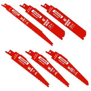 6 Piece Reciprocating Saw Blade Set - for Nail-Embedded Wood and Metal Cutting/Demolition Applications - Variety of TPI, 6 and 9 Inch Lengths - Compatible with Diablo Bi-Metal Blades DS006S