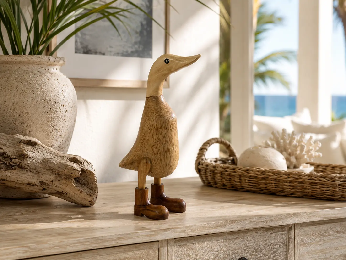 Bali Hand-Carved Bamboo Duck Sculpture