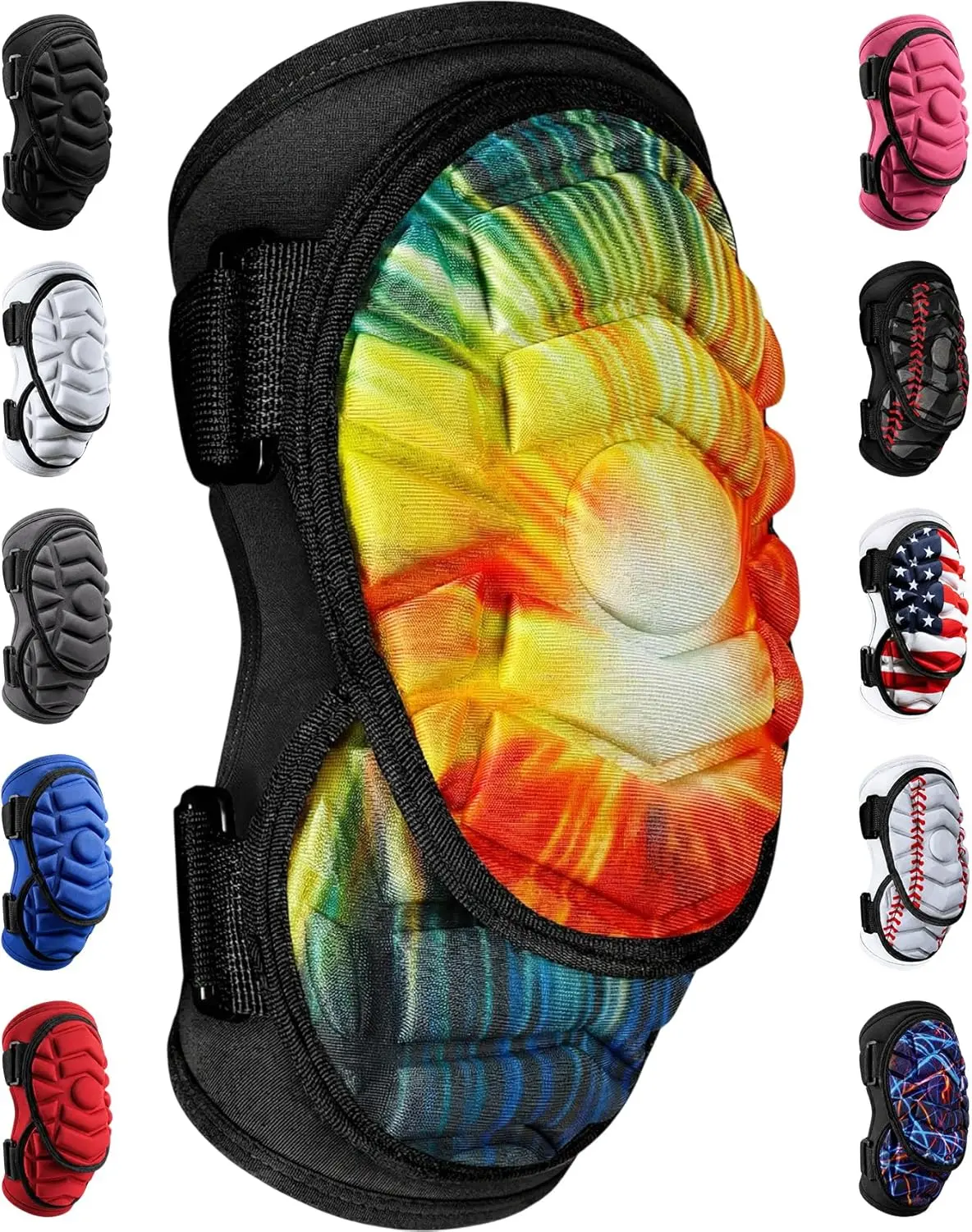 Exxact Sports Padded Tie-Dye Neoprene Elbow Guard - Defender Plus, EVA Foam Impact Shield for Youth, Baseball, Softball, Lacrosse Training Equipment, Polyester, Unisex, Customizable Fit, Impactshield, Adjustable Elastic Straps, Advanced Impact Protection,