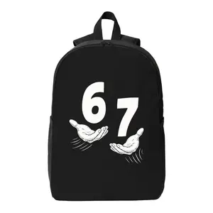 Funny 67 Meme Six Seven 6 7 book bag Breathable Shoulder Straps Backpack with Side Pocket- Unisex