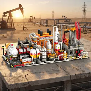 Oil Rig Street View Set Building Blocks JJ9221 JJ9222 JJ9223 City Expansion Industrial Buildings Micro City Maker Educational Toy for Kids Ages 6+ Energy Exploration Playset for Young Constructors