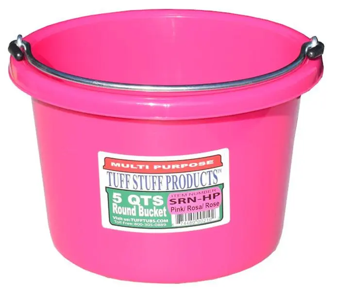Tuff Stuff Products Multi-Use Plastic 5 qt. Round Bucket, Standard Spec, Hot Pink